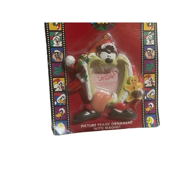 Vtg 1997 Looney Tunes Picture Frame Christmas Ornament Magnet Tasmanian Devil - Picture 4 of 8